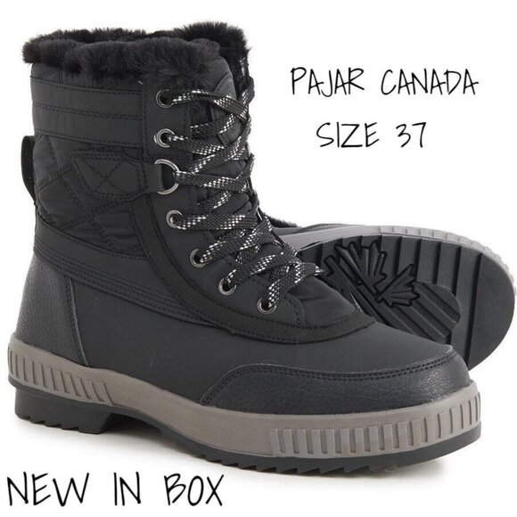 Pajar Boots Black Waterproof  Insulated Karley Women Snow 37 EUR New In Box - Picture 1 of 13